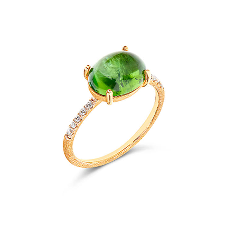 Dancing Tourmalines Ring 750 Gebgold mit grünem Turmalin und Brillanten