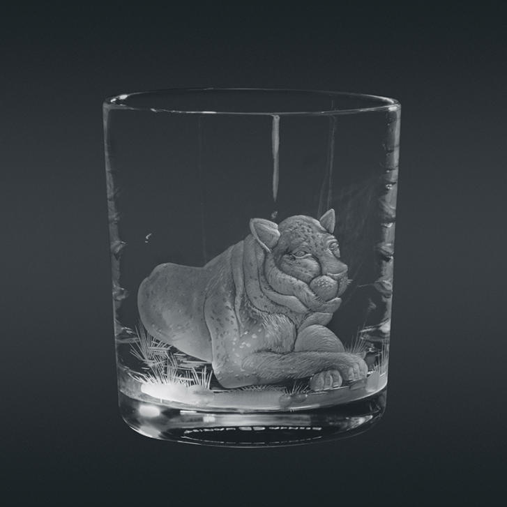 Big 5 Whiskyglas mit Diamantgravur, Leopard