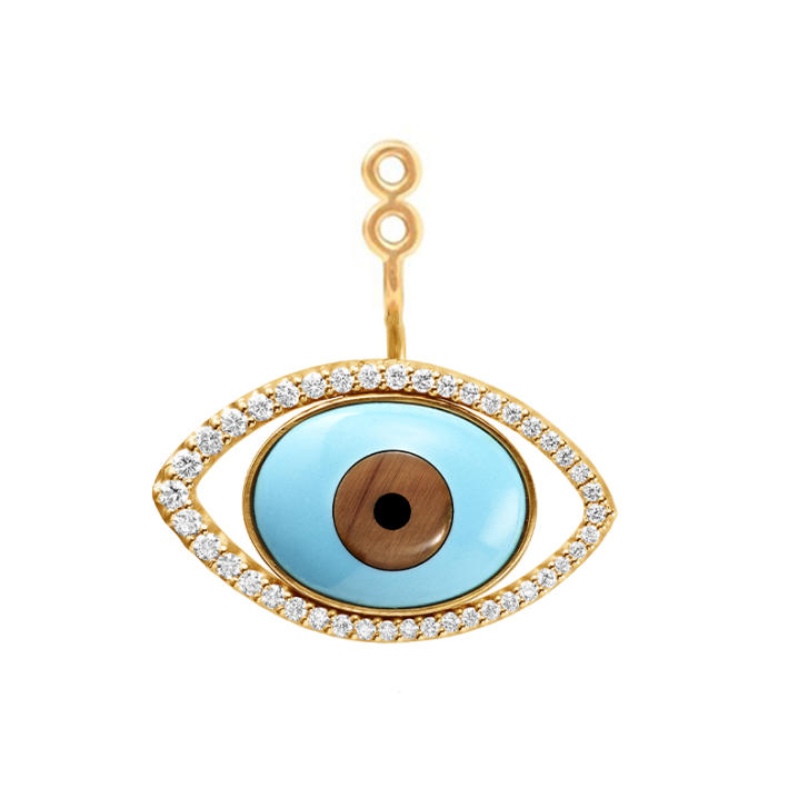 Evil Eye Ohrring Einhänger 750 Gelbgold mit Türkis &...